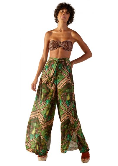 Wide ethnic printed beach pants - OCA JAVA