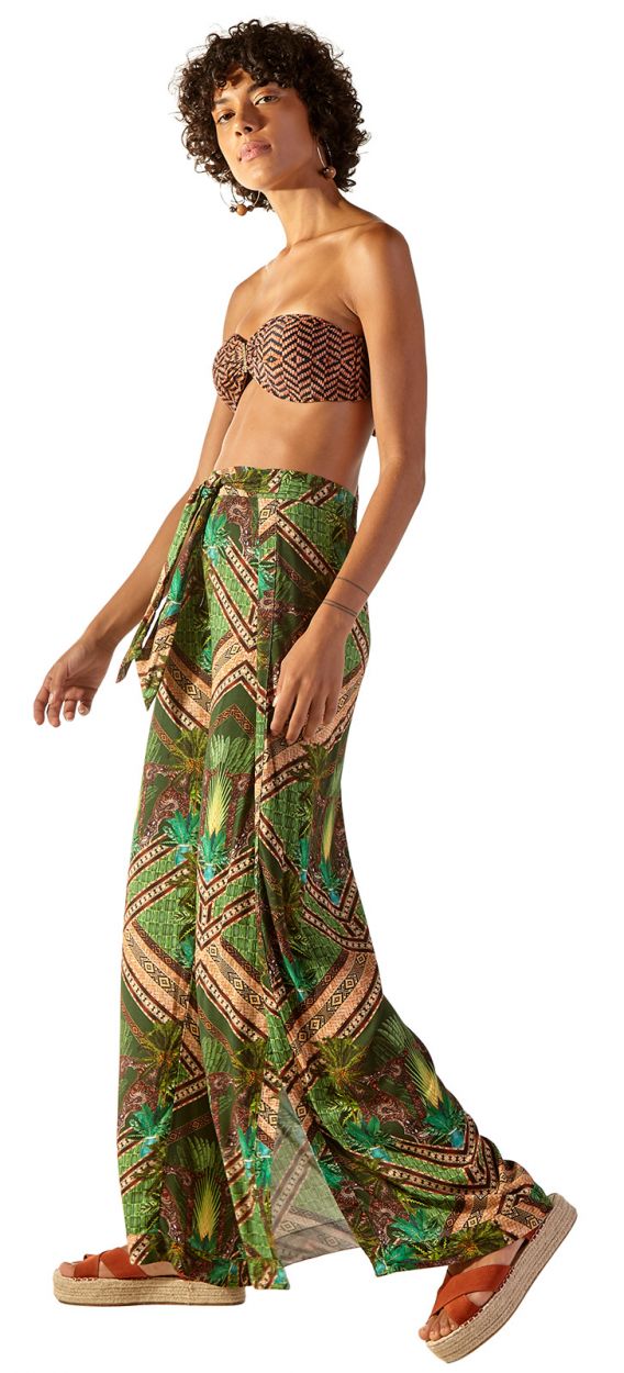 Wide ethnic printed beach pants - OCA JAVA