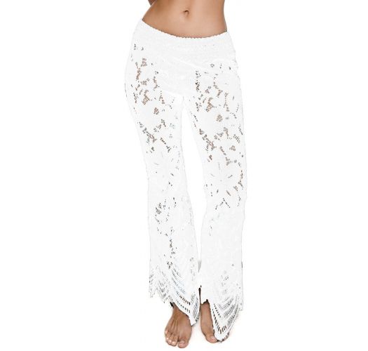 white beach trousers