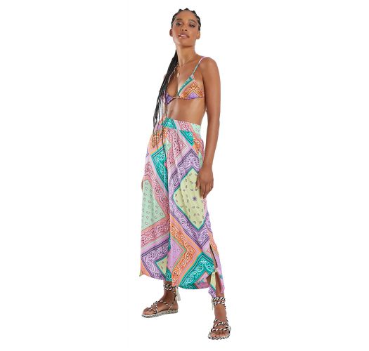 Multicolor bandana print beach pants - ELLE BANDANA PANTACOURT