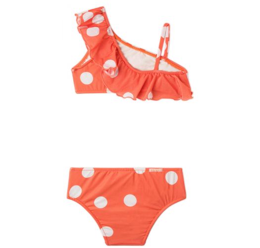 Bikini set for a girl - orange in white polska dots - OMBRO SO POP
