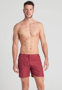 Men`s dark red ethnic print beach shorts - SAMBURU