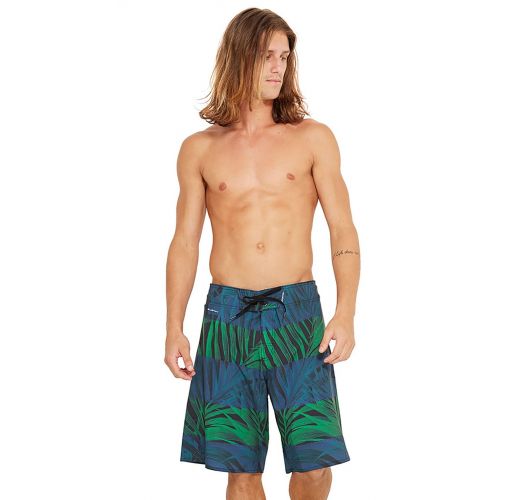 Blue and green boardshorts - palm tree leaves print - MAXI TABASCO