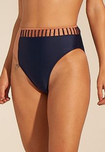 Luxury navy blue / copper high-waist bikini bottom - BOTTOM CORTININHA ALGARVE