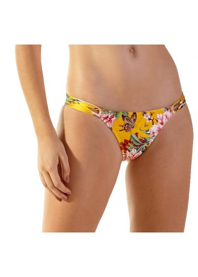 Yellow floral double side straps bikini bottom - BOTTOM BELA XANGAI