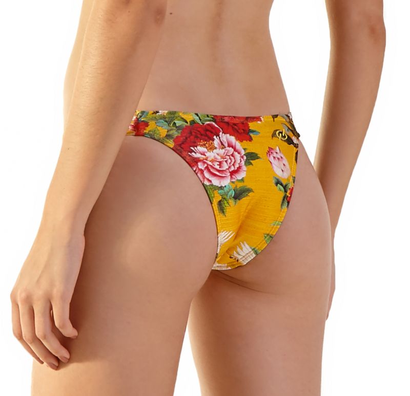 Yellow floral double side straps bikini bottom - BOTTOM BELA XANGAI