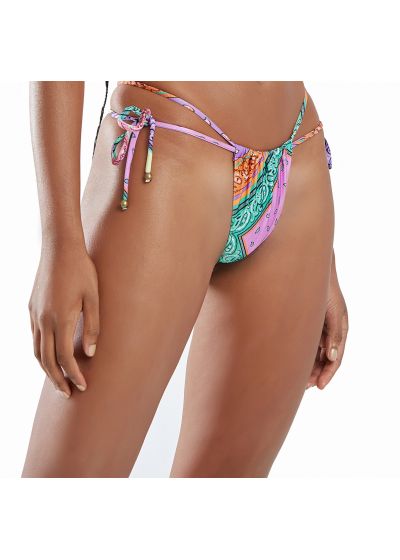 Colorful printed high-leg Brazilian bikini bottom - BOTTOM BIKINI BANDANA