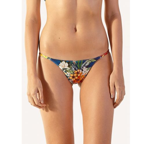 Floral blue fixed bikini bottom with slim sides - BOTTOM GIL ARTA