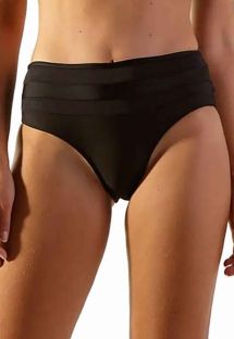 Black bi-material high-waisted bikini bottom - BOTTOM JUMP PRETO