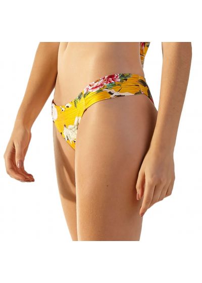 Yellow floral fixed Brazilian bikini bottom - BOTTOM LOTUS XANGAI