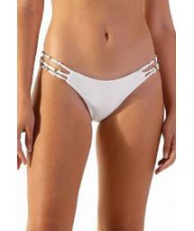 Textured white Brazilian bikini bottom with straps - BOTTOM RAY OFF WHITE