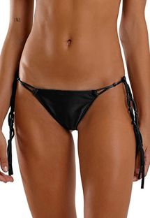 Braguita de bikini brasileña con lazos laterales negros - BOTTOM SEXY LISO PRETO