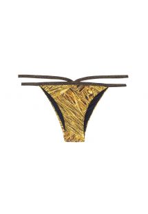 Złote błyszczące figi do bikini - CALCINHA CROPPED STRAPPY RELUZENTE