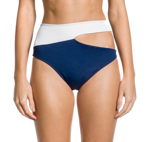 navy and white bikini bottoms