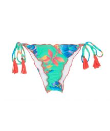 Floral turquoise scrunch bikini bottom - BOTTOM ACQUA FLORA FRUFRU