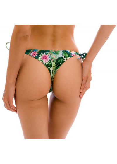 Green & blue tropical double-tie thong bikini bottom - BOTTOM AMAZONIA FIO-TIE