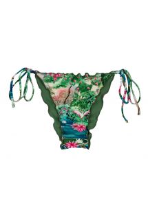 Tropical green & blue scrunch Brazilian bikini bottom with wavy edges - BOTTOM AMAZONIA FRUFRU