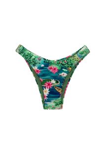Braguita de bikini brasileña verde azulado de pernera alta y estampado tropical - BOTTOM AMAZONIA HIGH-LEG