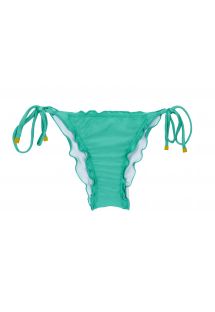 Bikini scrunch de lazo lateral verde con bordes ondulados - BOTTOM BAHAMAS FRUFRU