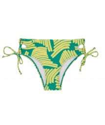 Larger side Brazilian bikini bottom in green banana print - BOTTOM BANANA YELLOW BALCONET