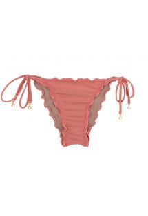 Accessorized pink wavy scrunch bikini bottom - BOTTOM BELLA FRUFRU