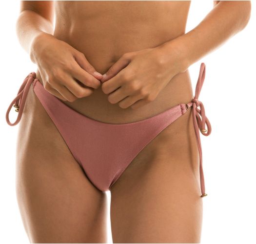 Accessorized iridescent pink Brazilian bikini bottom - BOTTOM CALLAS INVISIBLE