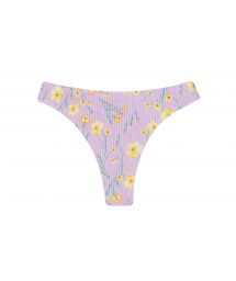 Purple thong bikini bottom with flowers - BOTTOM CANOLA FIO