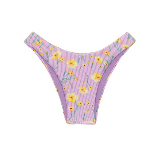 Fioletowe wysoko wycięte figi bikini w kwiaty - BOTTOM CANOLA HIGH-LEG