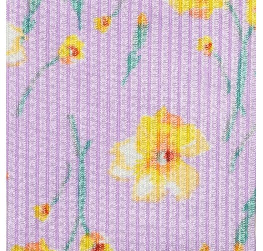 Fioletowe wysoko wycięte figi bikini w kwiaty - BOTTOM CANOLA HIGH-LEG