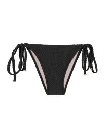 Black side-tie textured Brazilian bikini bottom - BOTTOM CLOQUE PRETO BALCONET