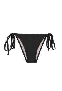 Czarne teksturowane wiązane po bokach figi do bikini - BOTTOM CLOQUE PRETO BALCONET