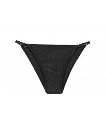 Adjustable black textured cheeky bikini bottom - BOTTOM CLOQUE PRETO CHEEKY