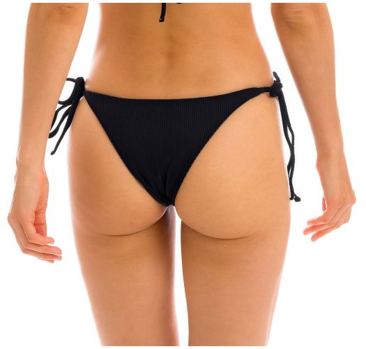Black ribbed side-tie Brazilian bikini bottom - BOTTOM COTELE-PRETO IBIZA
