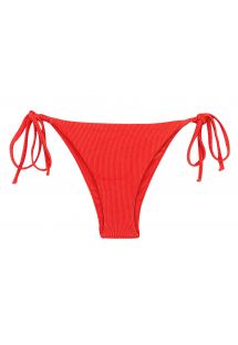 Czerwone prążkowane wiązane figi do bikini - BOTTOM COTELE-TOMATE IBIZA