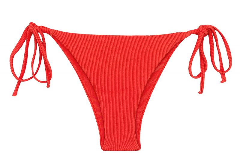 Red ribbed side-tie Brazilian bikini bottom - BOTTOM COTELE-TOMATE IBIZA