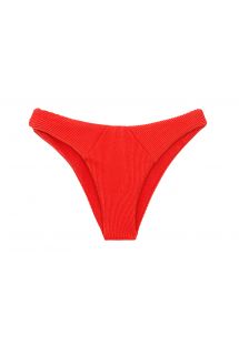 Braga de bikini, texturizada, color rojo, fijada, pierna alta - BOTTOM COTELE-TOMATE LISBOA