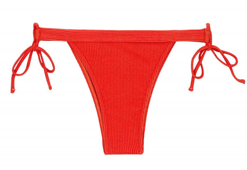 Red ribbed double side-tie bikini bottom - BOTTOM COTELE-TOMATE RIO