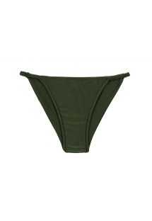 Slip bikini brasiliano sfacciato verde oliva, fisso a strisce sottili sui fianchi - BOTTOM CROCO CHEEKY-FIXA