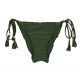 Slip bikini verde scuro cangiante, lacci laterali, cucitura verticale arricciata posteriore e bordatura ondulata - BOTTOM CROCO FRUFRU