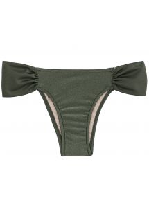 Kakifarvede fastsiddende tanga bikinitrusser med iriserende effekt - BOTTOM CROCO TRANSPASSADO