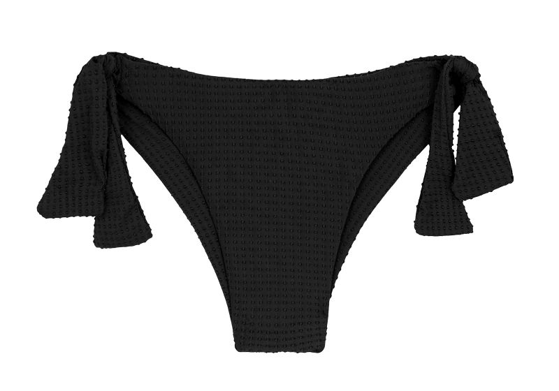 Black textured side-tie Brazilian bikini bottom - BOTTOM DOTS-BLACK ITALY