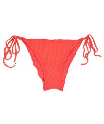 Textured coral scrunch bikini bottom with wavy edges - BOTTOM DOTS-TABATA FRUFRU