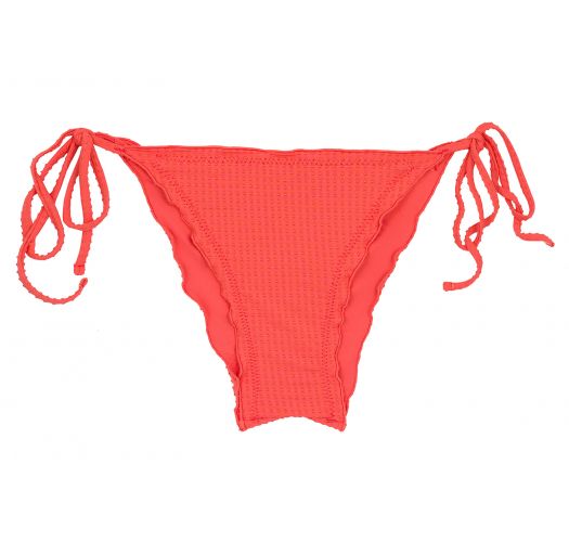 Textured coral scrunch bikini bottom with wavy edges - BOTTOM DOTS-TABATA FRUFRU