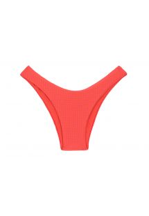Slip bikini sgambato rosa corallo testurizzato goffrato - BOTTOM DOTS-TABATA HIGH-LEG