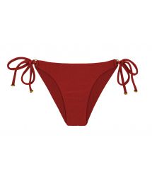Плавки в бразильском стиле карминно-красного цвета с текстурной отделкой и декоративными элементами - BOTTOM DUNA TRI DIVINO