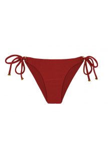 Karminrøde brasilianske bikinitrusser i tekstureret materiale med pynt - BOTTOM DUNA TRI DIVINO