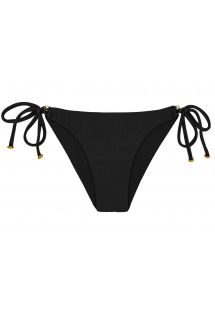 Textured and accessorized black bikini bottom - BOTTOM DUNA TRI PRETO