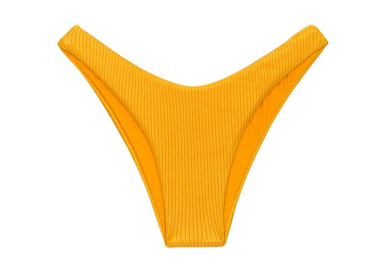Textured yellow high leg bikini bottom - BOTTOM EDEN-PEQUI HIGH-LEG