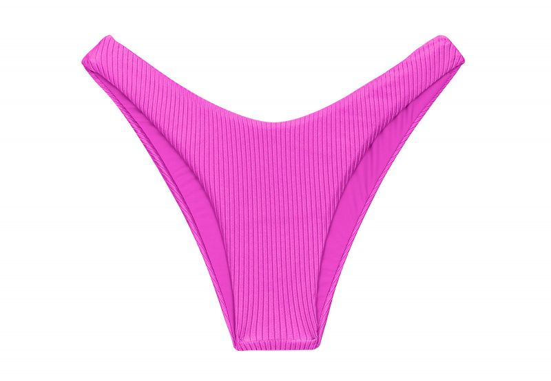 Textured magenta pink high leg bikini bottom - BOTTOM EDEN-PINK HIGH-LEG