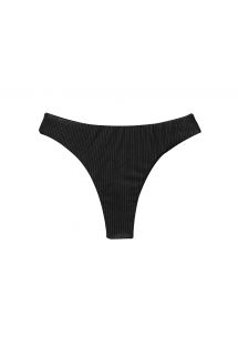 Textured black fixed thong bikini bottom - BOTTOM EDEN-PRETO FIO